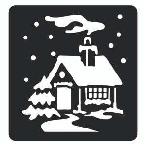 Трафарет – Дом и ёлка – Чертеж DXF для лазерного станка