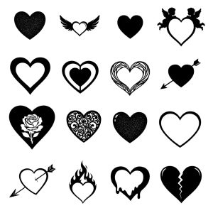 Сердечки – сборник, чертежи в DXF формате