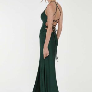 vestido fiesta largo satinado espalda cruzada