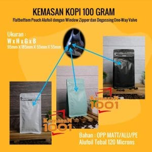 Kemasan Kopi 100 Gram - Flatbottom Import Alufoil 300WZV + VALVE - Tosca