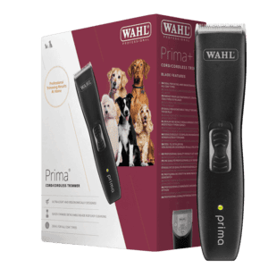 Draadloze honden- en kattenkapseltrimmer met verwisselbare mesjes.