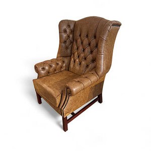 Chesterfield Georgian wingchair in Bronx Molasses