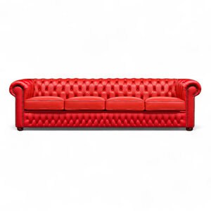 google chesterfield bank vier persoons flemming rood leder three seater
