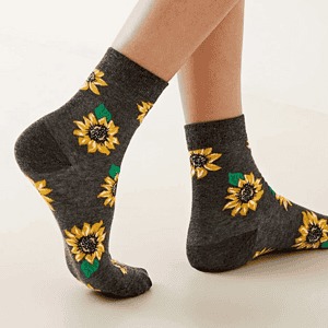 Calcetines con estampado de girasoles bajos