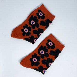 Calcetines Flowers black and Brown