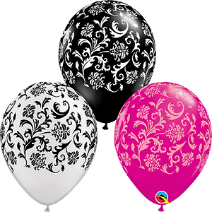 Damask Print 11" Latex Balloons, Assorted Qualatex Balloons