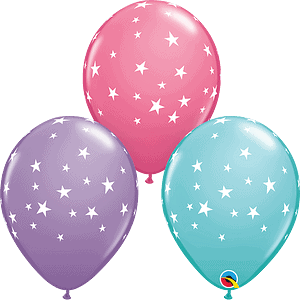 Contempo Stars Assorted Colour 11"Balloons, Qualatex Latex Balloons