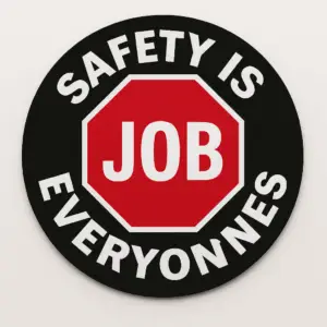 Safety Is Everyone’s Job Hard Hat Sticker | 2” Reflective Safety Decal