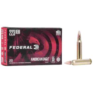 Federal American Eagle Rifle Ammunition .223 Rem 55 gr FMJBT 3240 fps - 20/rd