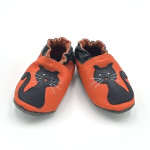 Lederfinkli "Schwarze Katze" auf orange