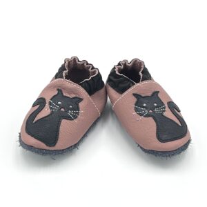 Lederfinkli "Schwarze Katze" auf rosa