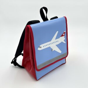 Kindergarten-Rucksack "Flugzeug" hellblau/rot
