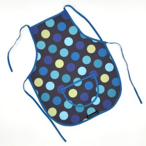 Schürze "grosse Kreise" auf dunkelgrau mit blauem Rand