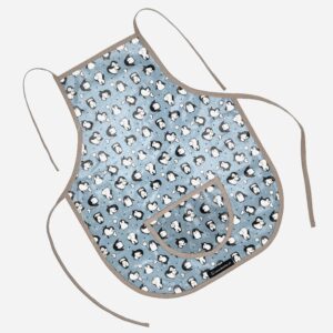 Schürze "Pinguine" mit beigem Rand