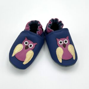 Lederfinkli "Eule"  auf blauviolett