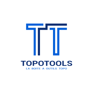 Logo de TopoTools avec design moderne pour outils topographiques.