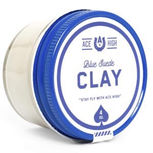 Ace High Blue Suede Hair Clay, Strong Hold, Satin to Matte Finish, Adds Texture and Thickness, 4oz