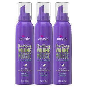 Aussie Mousse, with Bamboo & Kakadu Plum, Headstrong Volume, For Fine Hair, 6 fl oz, Triple Pack