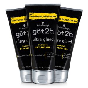 Got2b Ultra Glued Invincible Styling Hair Gel, 6 oz (Pack of 3)