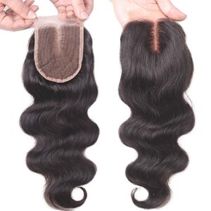 EVA HAIR Brazilian Body Wave Top Closure Unprocessed Human Hair Lace Bleached Knots with Baby Hair Middle Part Closure