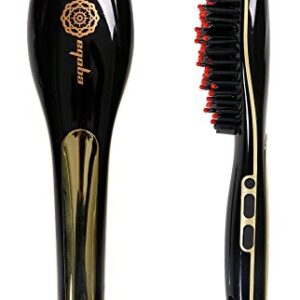 Eqoba Ceramic Hair Straightener Brush with Anti-Scald Protection and LCD Display
