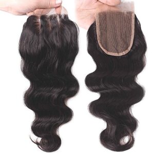 Elva Hair 3 Part Closure Body Wave Virgin Brazilian Hair 130% Density Lace Closure