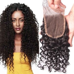Elva Hair Free Part Deep Curly Lace Closure Bleached Knots Brazilian 3.5"x4" Virgin Human Hair Accessions