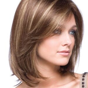 Tsnomore Short Mixed Color Synthetic Women Wig (Middle Length Brown)
