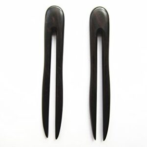 Myhsmooth Zz-bs-double Hair Sticks Natural Black Sandalwood(ebony) Handmade Carved Hair Clip Pack of 2 Pcs