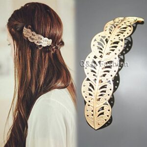 Q&Q Fashion Victorian Leaf Feather Filigree Up do Head Hair Dress Snap Barrette Pin Clip