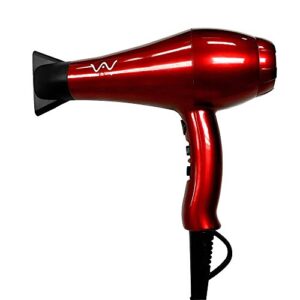 VAV 1875w Powerful Negative Ion, Ceramic Professional Far Infrared Blow Dryer 2 Speeds 3 Temperatures Cool Shot Button with Concentrator, Red (red)