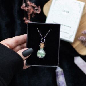 Collana con Bottiglia con Cristalli di Avventurina Verde - Fortuna
