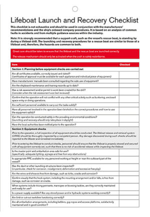 lifeboat launch and recovery checklist survival craft safety guide