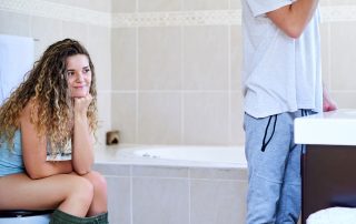 Female using the toilet