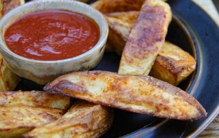 baked potato wedges with posh ketchup