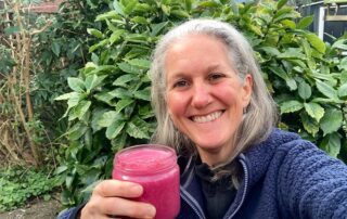 Anastasia with beet ginger smoothie