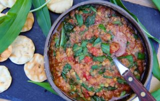 wild garlic dal with red lentils