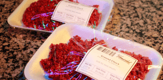 Original Fresh Meat Red Velvet Rice Krispy Treats resembling raw meat for Halloween parties