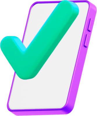 Smartphone with a large checkmark symbol, representing Kx Commercial Suite's event management and booking automation features for higher education institutions.