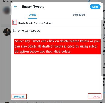 delete twitter drafts on desktop