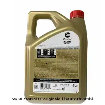 olio castrol 5w30 4 litri Retro della confezione originale olio Castrol EDGE 5W-30 LL da 4 litri con specifiche BMW Longlife-04 e VW 504 00 507 00 - Lbautoricambi.