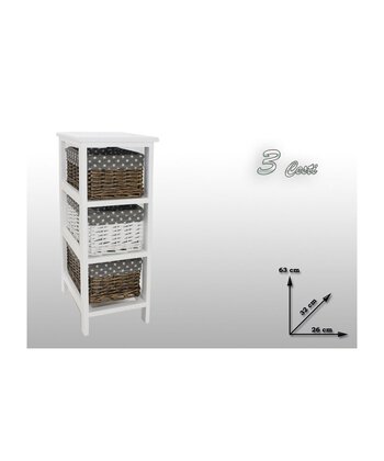 Mobiletto 3 Cassetti Cuori Colore Beige