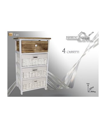 Mobiletto 4 Cassetti Bicolore