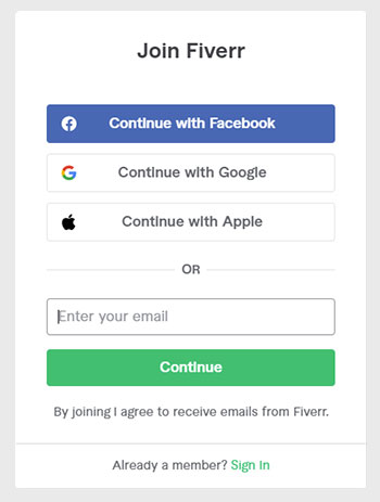 Fiverr Account erstellen