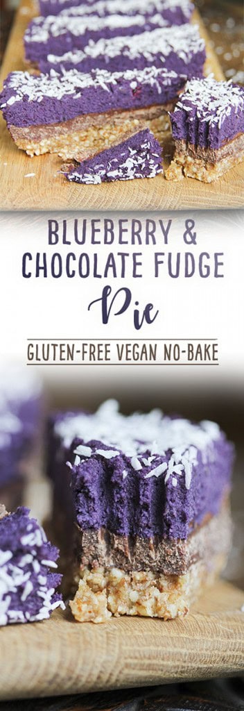 Blueberry & Chocolate Fudge Pie #glutenfree #vegan #nobake