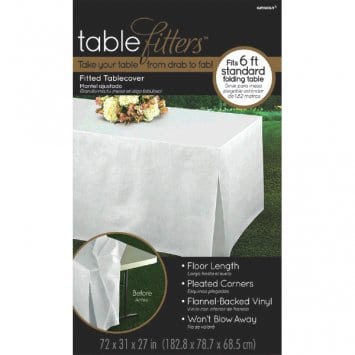 zTablefitters Flannel-Backed Table Covers White