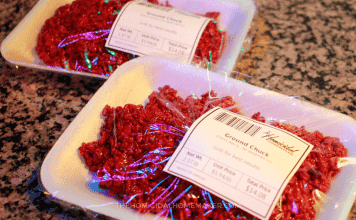 Original Fresh Meat Red Velvet Rice Krispy Treats resembling raw meat for Halloween parties