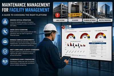 Facilities management team using CMMS software to manage building maintenance and work orders