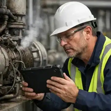 maintenance technician using CMMS software to reduce unplanned downtime