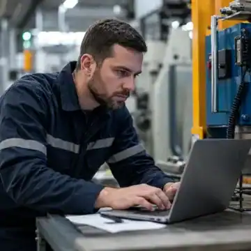 Maintenance manager reviewing standardized procedures across multiple facilities on a CMMS dashboard.
